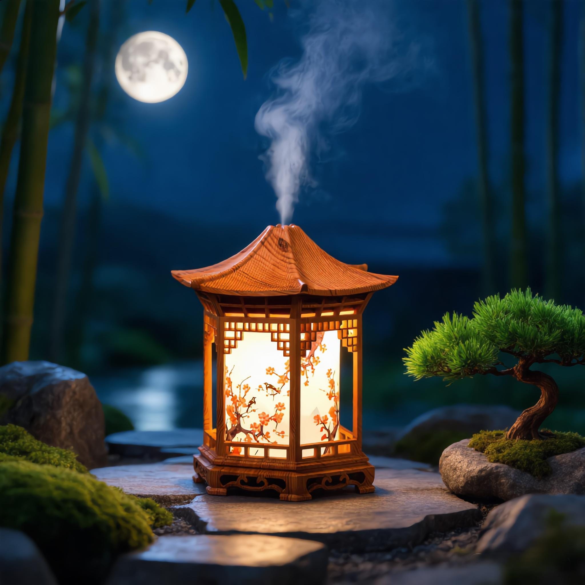 USB Mini Humidifier Night Light with Pagoda and Tortoise Design