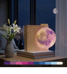 Wooden Moon Design Sunrise Simulator Alarm Clock with RGB Bedside Lamp and Nature Sounds