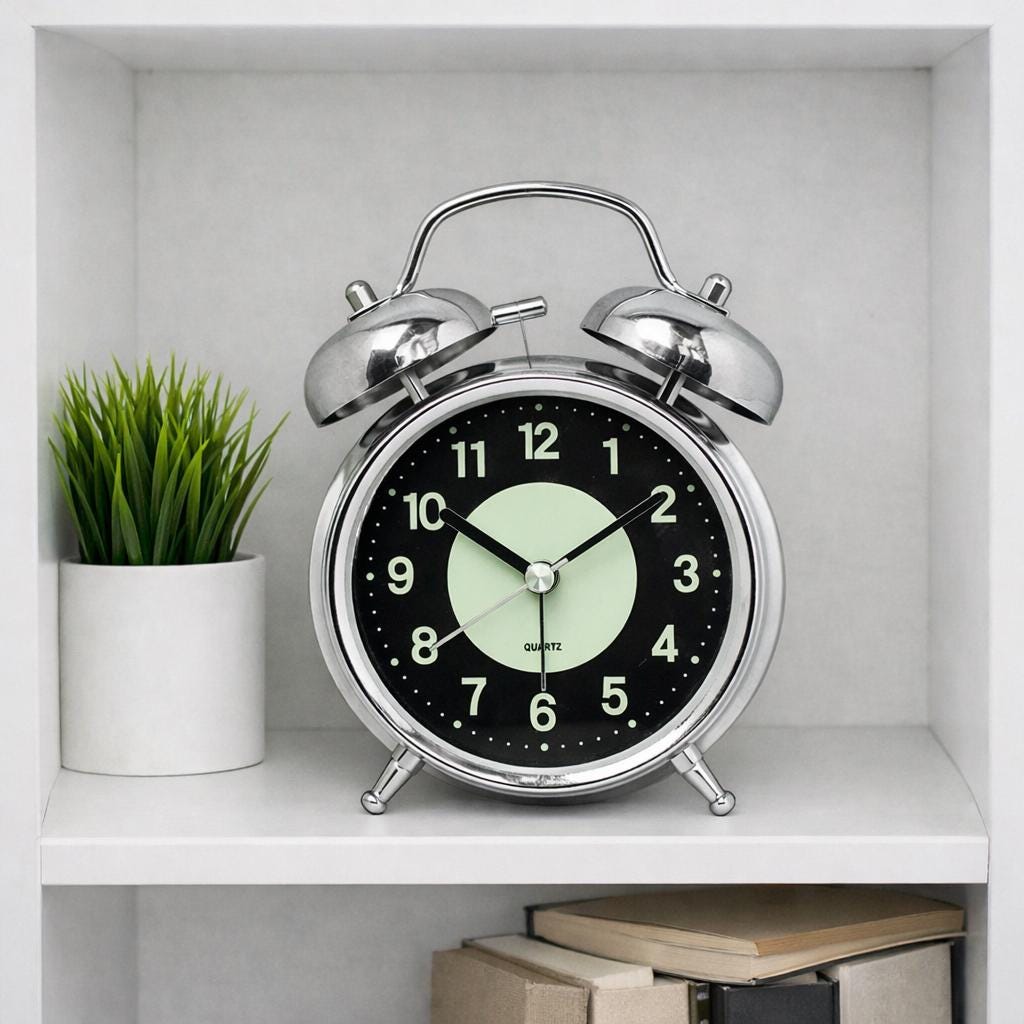 Retro Metal Alarm Clock – Loud Twin Bell, Luminous Dial, Quartz Movement