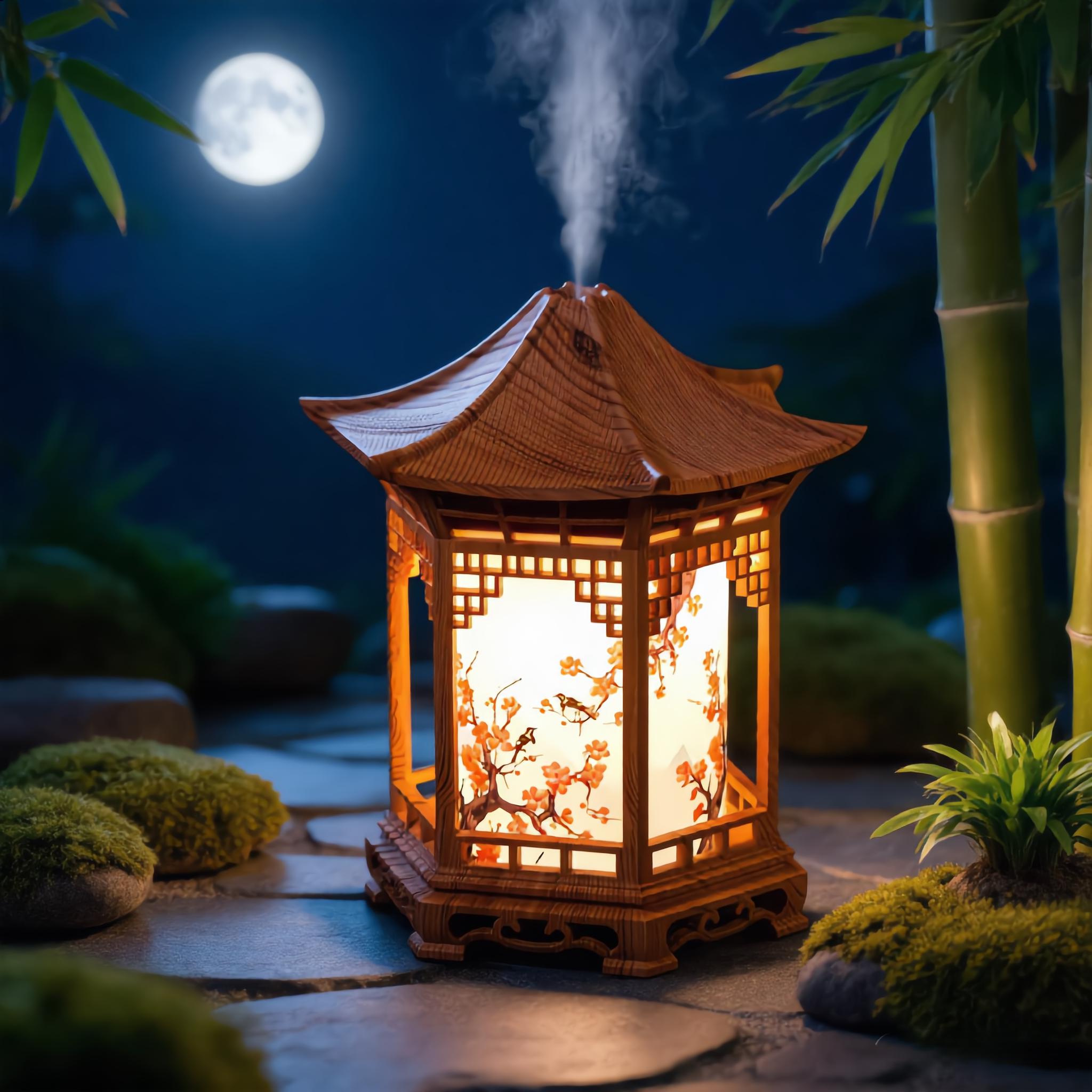 USB Mini Humidifier Night Light with Pagoda and Tortoise Design